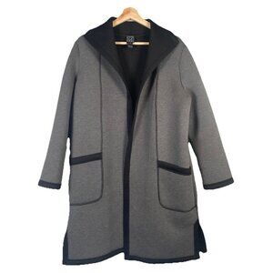 Clara Sun Woo Coat Size S Gray Black Cardigan Jacket Minimalist Scuba Open Front